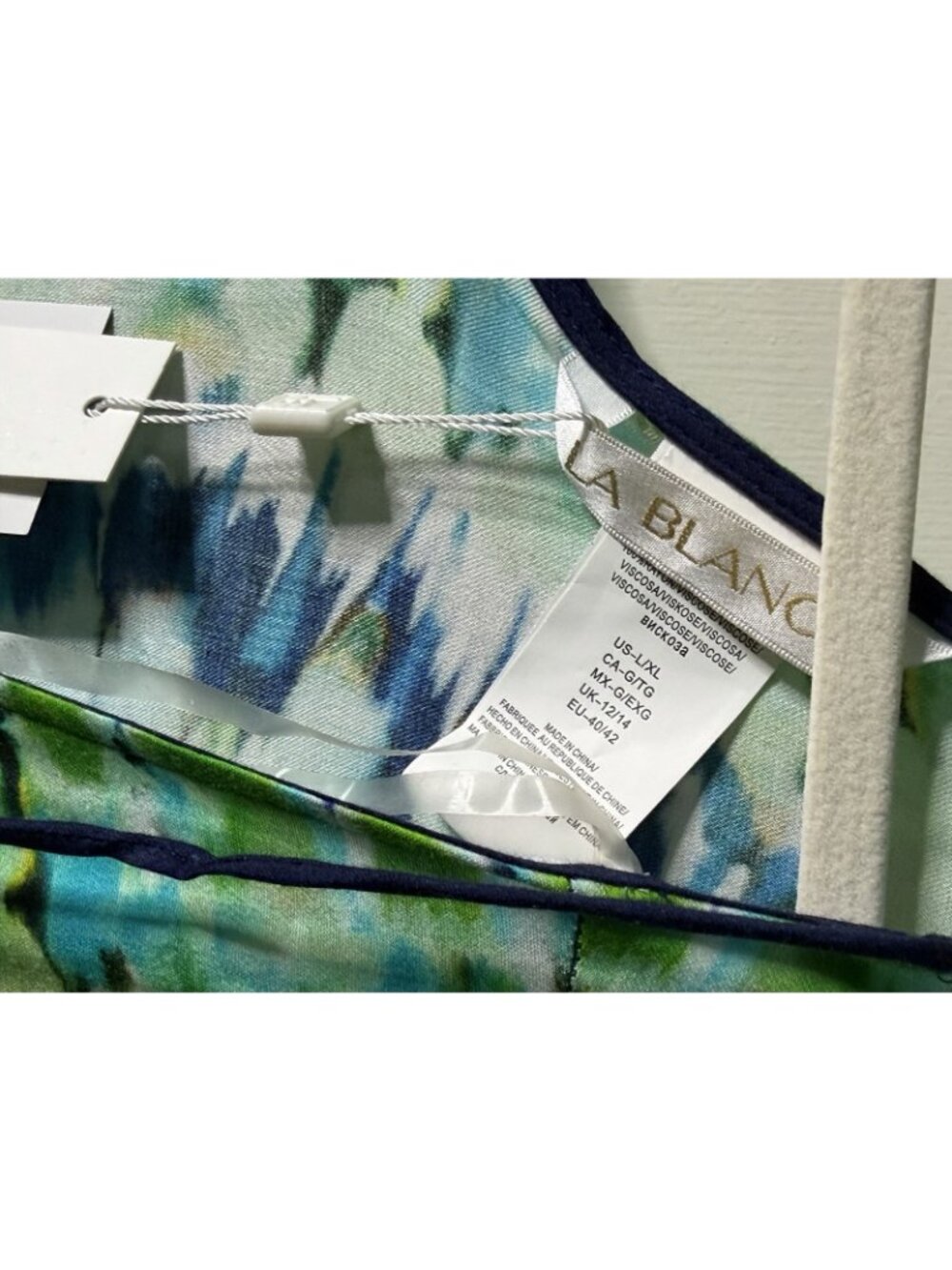 La Blanca Seas Print Midi Caftan Dress Swim Cover up Size L/XL NEW W/TAGS - Picture 5 of 6